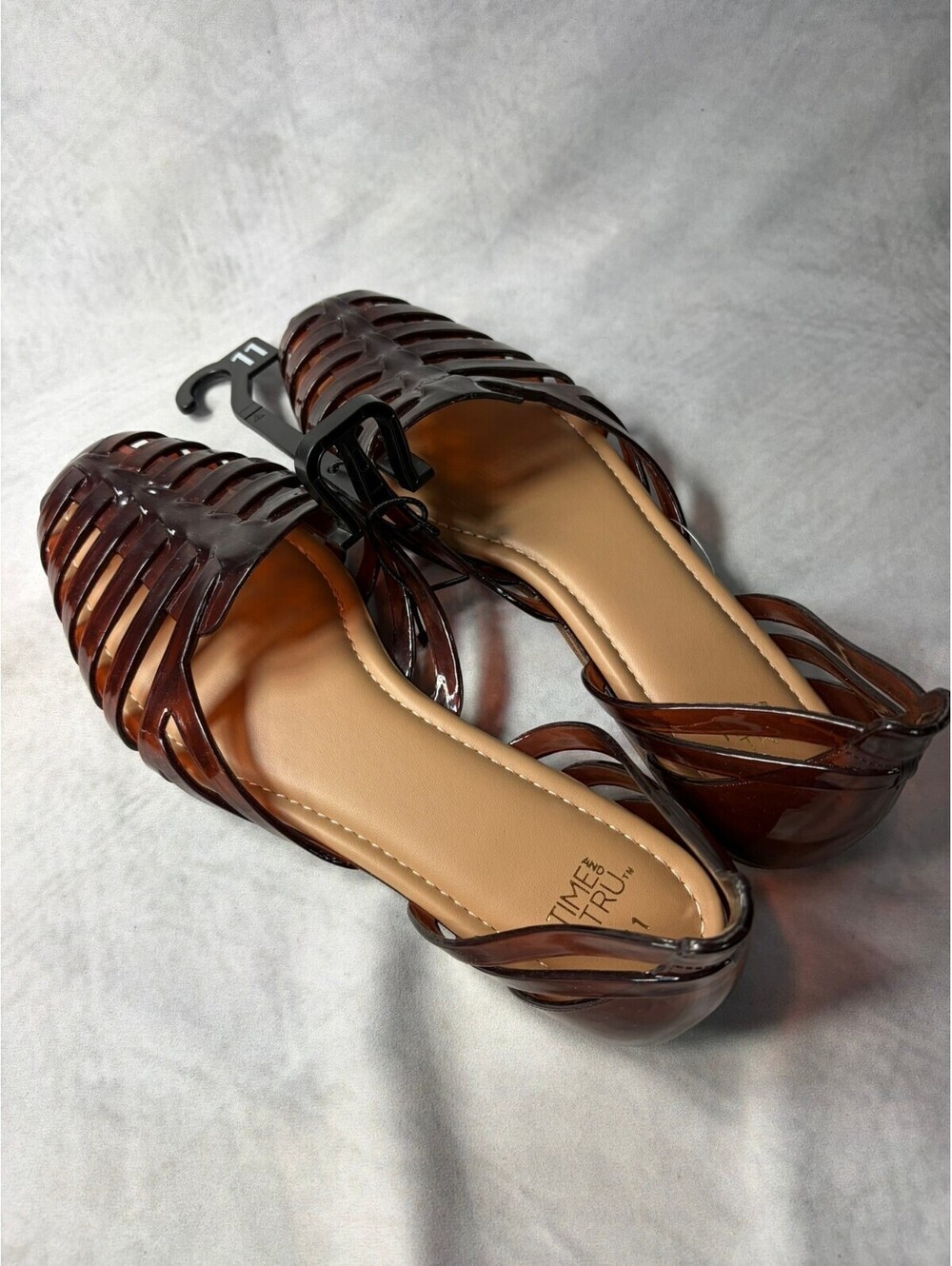 Time and Tru Women’s Size 11 Brown Jelly Huarache Slingback Flats NWT